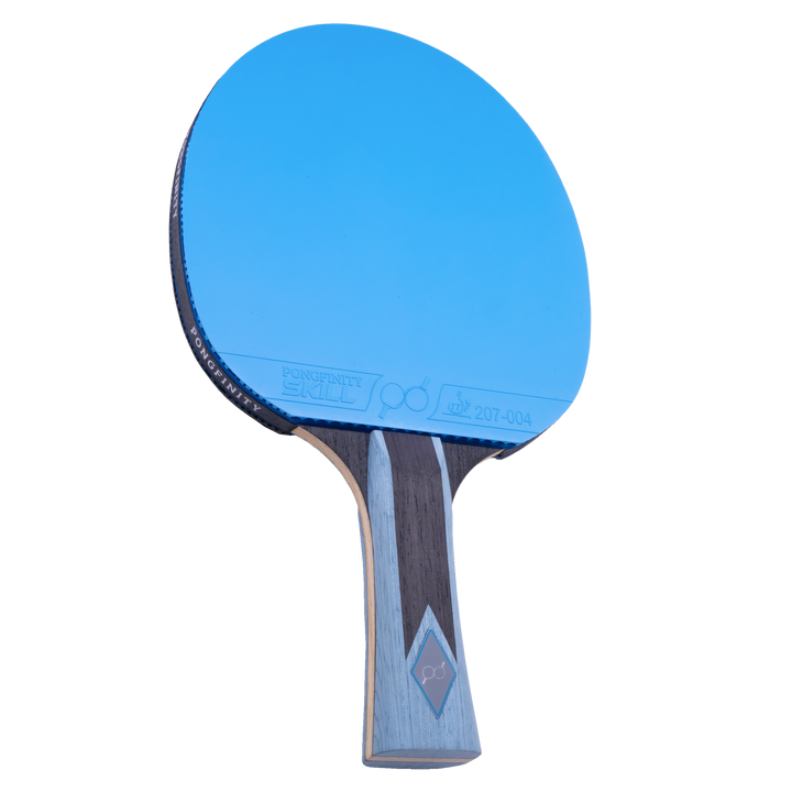 Cutaway of the Skill racket showing blade, rubber and handle