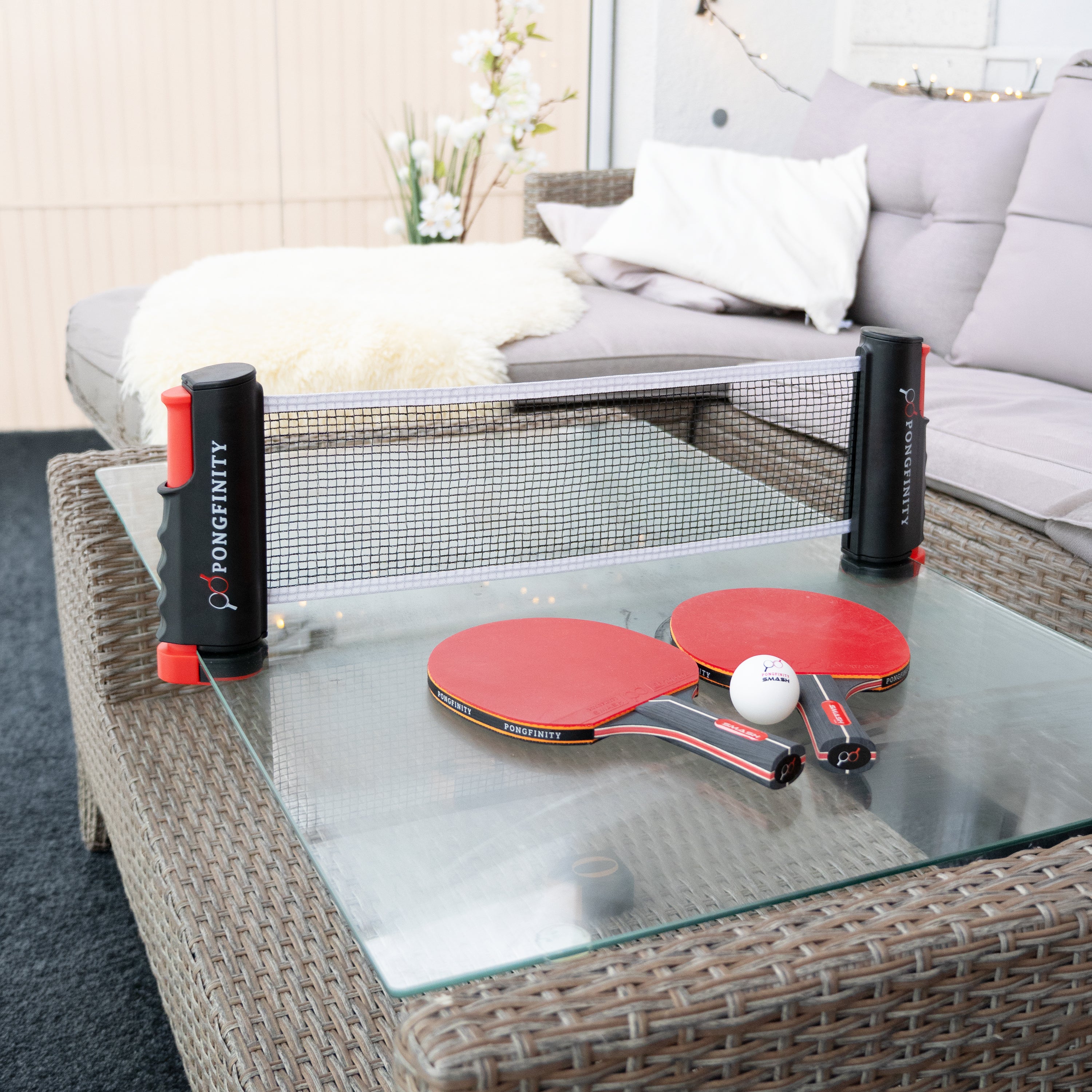 Pongfinity Ping Pong Set – Retractable Net, Paddles & Balls