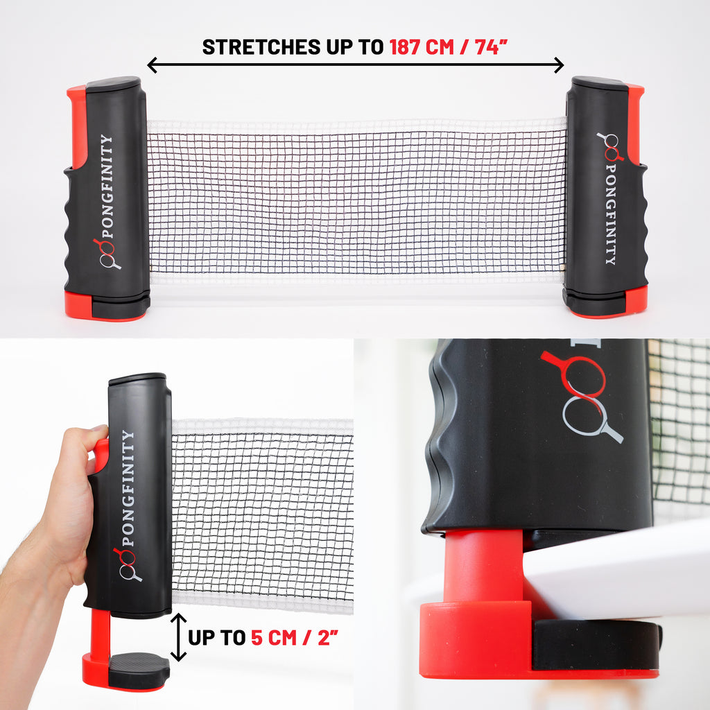 Pongfinity Ping Pong Set – Retractable Net, Paddles & Balls