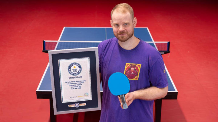 Otto with the Guinness World Records certificate for the fastest table tennis hit